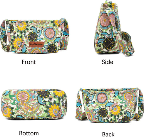 Malirona Women 's Durable Small Floral Crossbody Bag Canvas Messenger Handbag Multi Pocket Travel Satchel Purse...