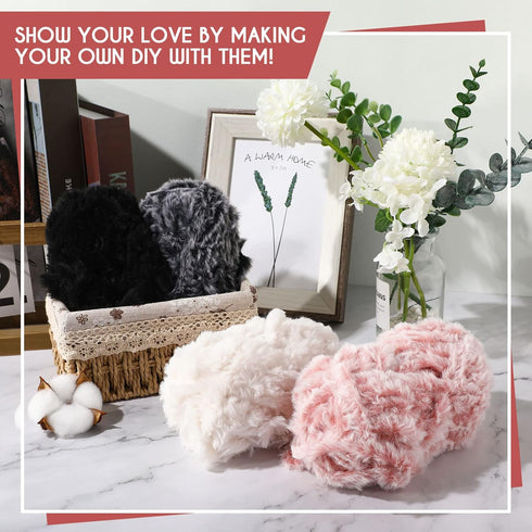 8 Pieces Skeins Soft Fur Yarn Chunky Yarn Super Soft Fuzzy Fluffy Yarn Faux Eyelash Yarn Cream Fur Yarn for DIY Crochet Knit Clothes Knitting Proj...