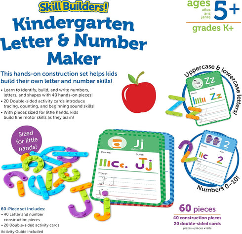 Learning Resources Skill Builders! Kindergarten Letter & Number Maker, Educational Indoor Games, Preschool Alphabet, Toddler, Brain Toys,Back to S...