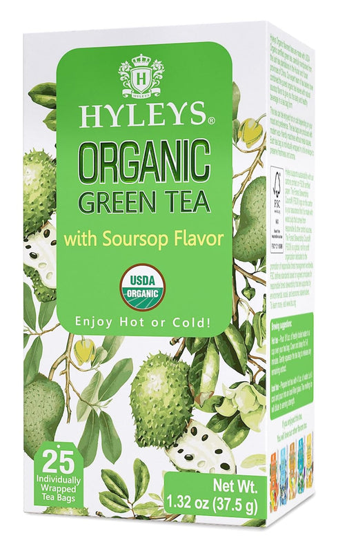 Hyleys Organic Green Tea Soursop Flavor - 25 Tea Bags - Graviola Guanabana Tea...