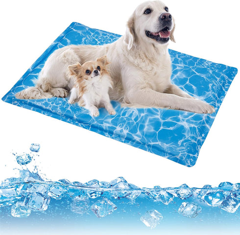 Dog Cooling Mat Water Injection Pet Cooling Pads Dogs & Cats Pet Cooling Blanket for Outdoor Car Seats Beds (Small(18IN* 20IN), Ocean Blue)...
