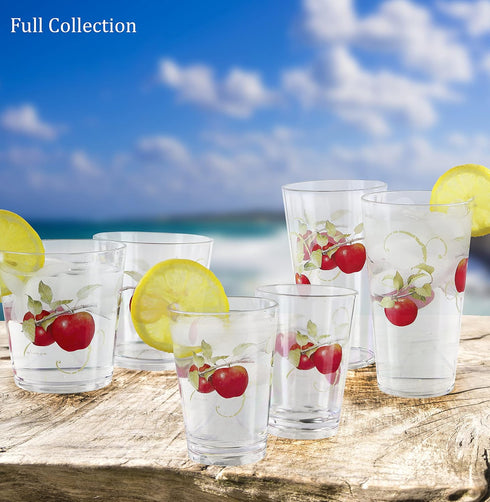 Harvest Apple Collection by Sandy Clough Acrylic Plastic 8 oz Juice Drinkware, For Cold Drinks, Set of 6...