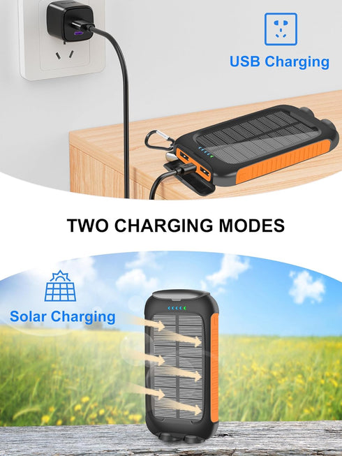 ??????4 ?????????????? Solar-Charger-Power-Bank-38800mAh Waterproof Portable Solar Phone Charger with LED Flashlight/USB C Fast Charge External Ba...