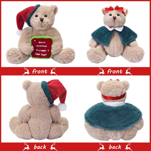 2pcs Plush Teddy Bear, 11.7" TGift Stuffed Bears in Diffrent Styles, Soft Cute Stuffed Animals, Vintage Christmas Teddy Bear Plush Gifts for Girls...