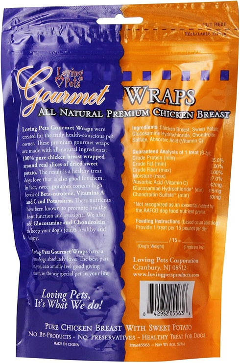 Loving Pets Gourmet Sweet Potato & Chicken Wraps Dog Treats with Glucosamine and Chondroitin, 2 Count...