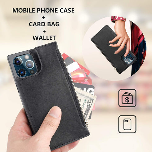 Bocasal Wallet Case for iPhone 12 Pro Max with 3 Card Slots Cash Holder Zipper Design Premium PU Leather Sturdy Magnetic Closure 6.7 Inch(Black)...