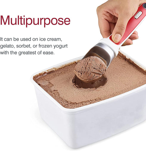 Zyliss Right Scoop Ice Cream Scoop - Ergonomic, Dishwasher-Safe Ice Cream Scooper Perfect for Gelato, Sorbet, Frozen Yogurt & More - Red...