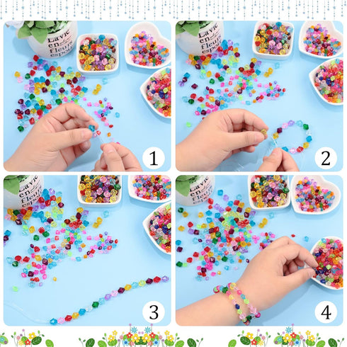 900 Pieces 3 Size Faceted Bicone Crystal Beads Bicone Mix Color DIY Craft Beads for Bracelet Necklace Earring Jewelry Making...
