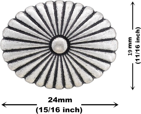 Bezelry 12 Pieces Oval Cactus Flower Metal Shank Buttons. 24mm X 19mm (Antique Silver)...