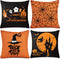 Whaline 4 Pieces Halloween Pillow Case, Orange and Black Pillow Cover, Happy Halloween Linen Sofa Bed Throw Cushion Cover Decoration (18" x 18")...