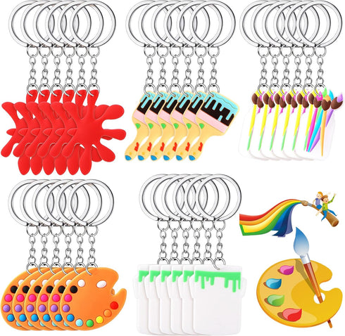 Tudomro Art Paint Party Favors Keychain Art Paint Splatter Palette Brush Keychain for Kids Artist Party Gift Supplies...