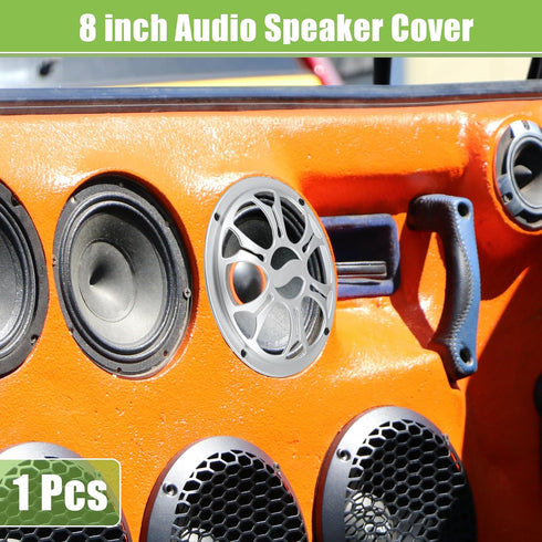 ACROPIX Universal 8" Car Speaker Grills Cover Round 8 Inch Audio Speaker Subwoofer Guard Protector Case with Mounting Screws ABS Silver Tone - Pac...