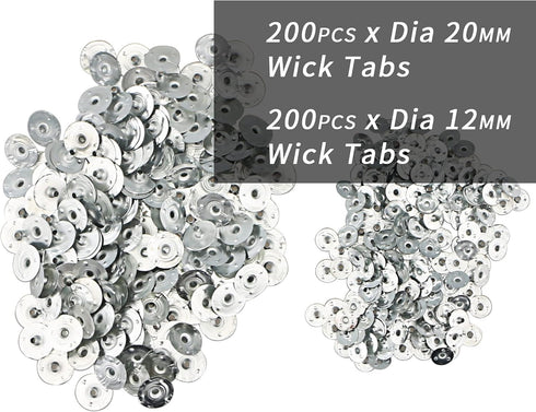 MILIVIXAY 400pcs Candle Wick Tabs - 2 Size Multi-Purpose Wick Tabs 20mm 12mm Perfect for Wide Variety Wicks....