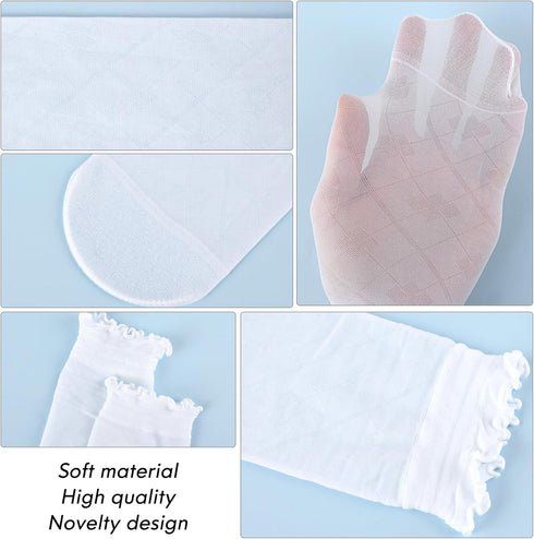 6 Pairs Sheer Ankle Socks Women Summer Ultra Thin Sheer Ruffle Socks Breathable Nylon Stocking Cool See Through Socks White Sheer Socks Soft Silk ...