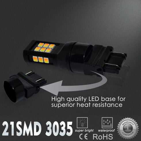 Alla Lighting T25 3157 LED Switchback Bulbs Dual Color White/Amber Turn Signal Lights 3457NA 4157NA 3157A 3757NAK 4057 Extremely Super Bright 3035...