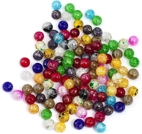 RUBYCA Assorted Mixed Round Druk Crackle Czech Crystal Glass Beads for Jewelry Making (8mm, 100pcs)...