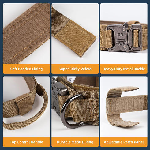 Tactical Dog Collar, Adjustable Military Training Nylon Dog Collar with Control Handle, Heavy Duty Metal Buckle for Medium and Large Dogs(XL 20-24...