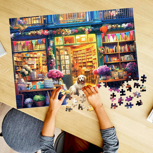 500 Piece Puzzles for Adults, Jigsaw Puzzles 500 Pieces, Puzzles 500 Pieces for Adults, Bookstore Dogs Jigsaw Puzzles, Funny Puzzles, Great Gift f...