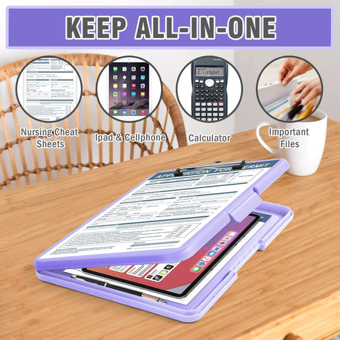 ANZNKU Storage Clipboard Heavy Duty, Clipboard with Storage 13.3x9.6 inches, Side Opening Plastic Clipboard, Nursing Clipboard Foldable, Letter Si...