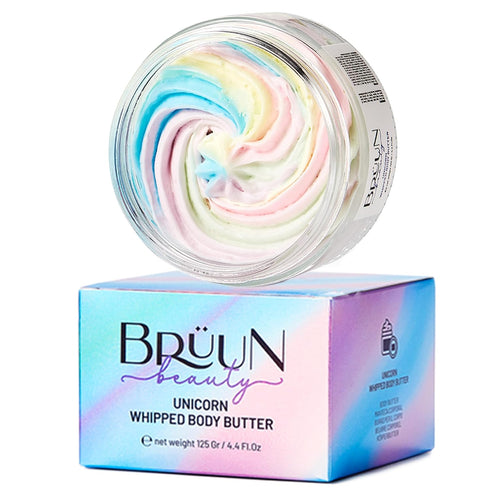 BRÜUN Beauty Unicorn fruit Whipped Body Butter – A 4.4 oz Organic Body Moisture Shea Butter Jar for Face and Body Skin Care with Cocoa Butter and ...