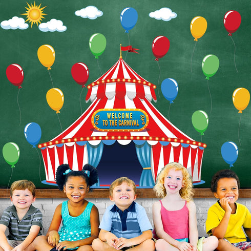 gisgfim Circus Decorations Carnival Party Bulletin Board Cutouts for Classroom Large Carnival Tent Bulletin Board Cut Outs Circus Theme Party Deco...