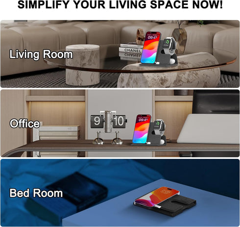 3 in 1 Wireless Charging Station for Multiple Devices, Foldable Travel Wireless Charger for iPhone 15 14 13 12 11 Pro Max IWatch 2-8 Series AirPod...