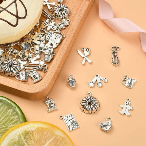 DanLingJewelry 100Pcs 10 Styles Baking Charms Cupcake Bakery Coffee Egg Beater Cookies Charms for DIY Jewelry Making...