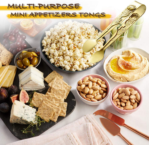 6PCS Mini Serving Tongs 4 Inches Small Rose Sugar Cube Tongs (Gold)...