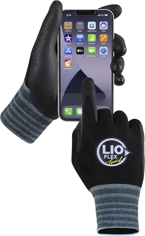 Nitrile Safety Work Gloves - 3 Pairs, Work Gloves with Grip for Men and Women, Lightweight Touchscreen Utility Working Gloves for Warehouse, Contr...
