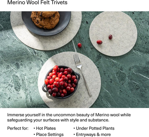 Graf Lantz - Trivets for Hot Dishes - Heat Resistant 100% Merino Wool - Hot Pads for Kitchen, Countertops, Tables, Sizzling Dishes, Pots & Pans - ...