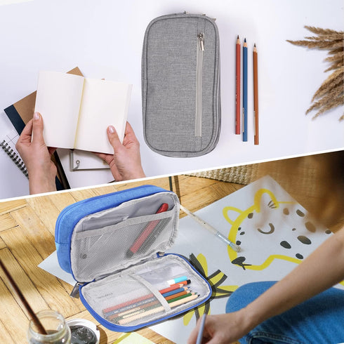 Pencil Case Large Capacity Pen Bag Big Stationery Storage Kit for Office Travel Cosmetic Pouch Arts and Crafts Supplies Organizer Multiple Compart...