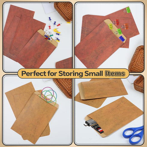 100 Pack Coin Envelopes, Vintage Envelopes Mini Envelopes for Coins Jewelry Gift Card (2 Designs)...