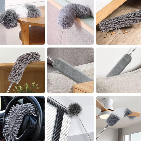 Dusters for Cleaning, 7Pcs Microfiber Duster with Extension Pole Up to 100Inches, Machine Washable Ceiling Fan Cleaner Duster for Cleaning Cobweb,...