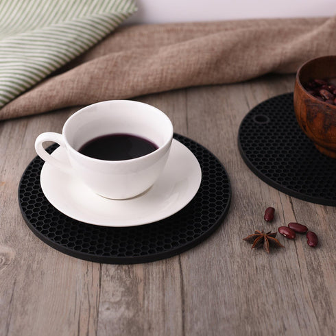 Silicone Trivet Mats Round Pot Holder 5Pcs Multi-Purpose Hot Pot Mats Hot Pad Jar Opener Spoon Rest Heat Resistant Non-Slip Durable Flexible Dishw...
