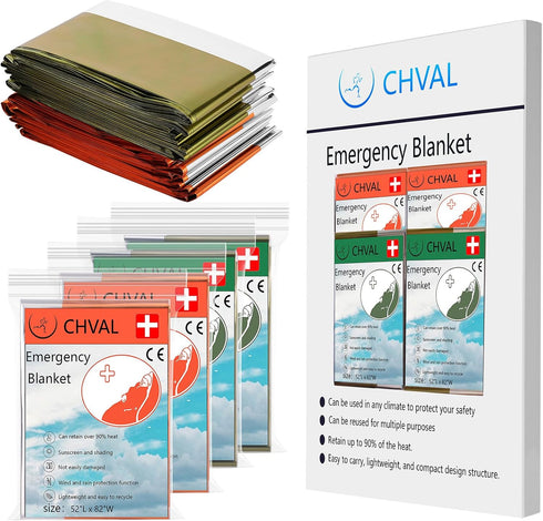 Survival Blanket Emergency Mylar Thermal Blankets, Portable space blankets survival camping emergency blankets. suitability for camping, Bug Out B...