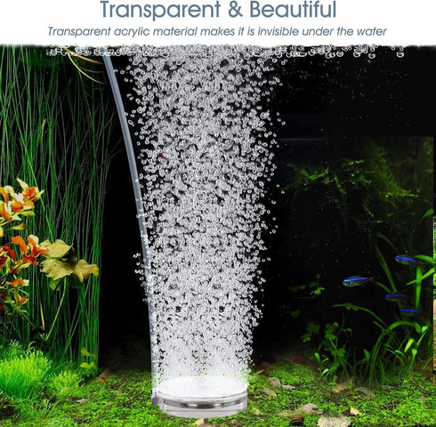 hygger Air Stones for Aquariums, Transparent Acrylic Fish Tank Bubbler Kit with Air Tube, Ultra Silent Bubble Stone Super-High Dissolved Oxygen Di...