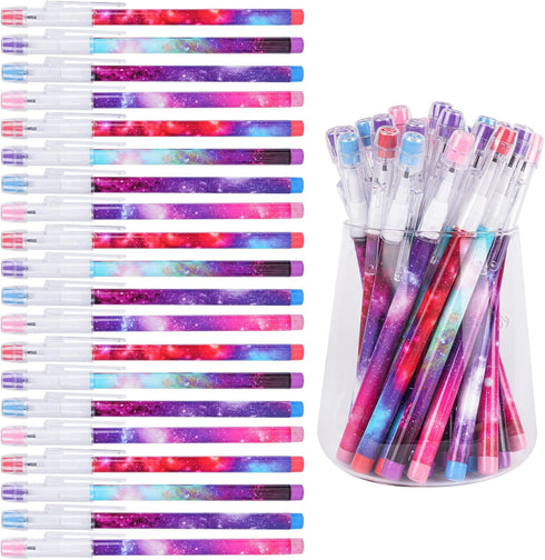 Kolewo4ever Galaxy Stackable Pencil Outer Space Multi Point Pencils Non Sharpening Pop up Pencil with Matching Eraser Teacher Supplies for Classro...