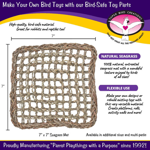Super Bird Creations SB50001 Seagrass Mat for Cage Decor, Pet Enrichment and Boredom Relief - Versatile Toy-Making Base - Safe for Small to Large ...