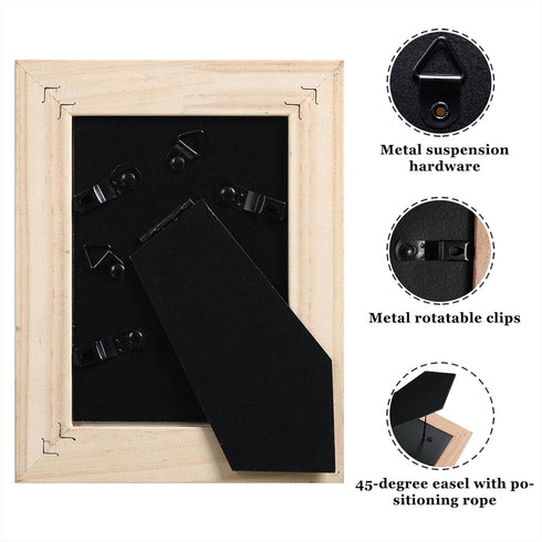 CORE ART 3.5x5 Picture Frame, Handmade Wood Rustic Red Photo Frame Set of 2, High Definition Semi-tempered Glass Wall or Tabletop Display...