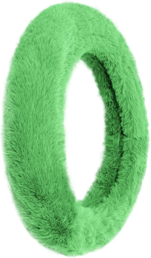FH Group Doe16 Faux Rabbit Fur Cozy Steering Wheel Cover Ultimate Protection Universal Fit for Most Cars, Trucks, SUVs, and Vans Green...