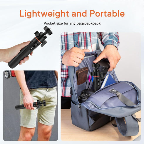 Camera Tripod Stand, Mini Desktop Aluminum Tripod Selfie Stick with Cold Shoe, 360° Ball Head with 1/4 Inch Screw, Portable Tripod for iPhone Andr...