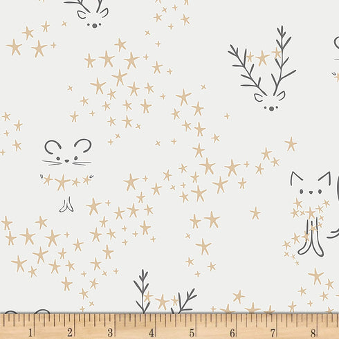 Art Gallery Fabrics Art Gallery Little Town Starbright Frost Fabric, White...