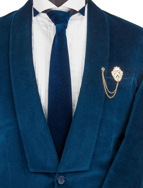 Knighthood Vintage Men Golden Crowned Lion King With Stone Hanging Chain Brooch Pins Lapel Pin, Suit Coat for Women Accessories...