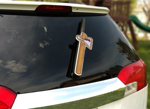 Tomahawk Chop Maroon WiperTags attach to rear vehicle wiper blades...