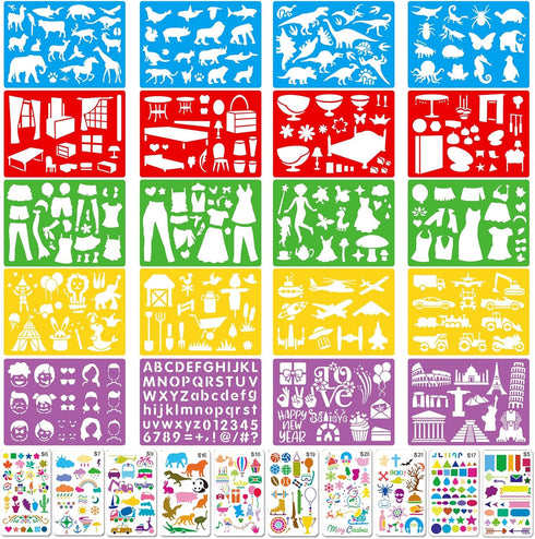 Drawing Stencils for Kids 30 Pieces Kids Stencils for Drawing with 500+ Patterns, Great Art Stencils Gift for Boys Girls Birthday Christmas...