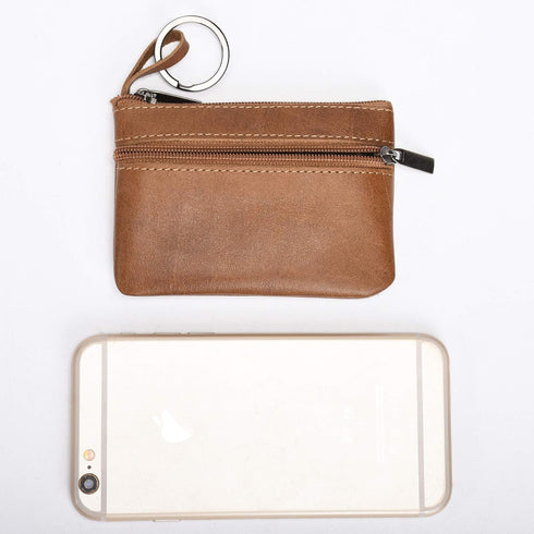 Genuine Leather Coin Purses Mens Women Leather Zipper Coin Purse Pouch Slim Change Credit Card Holder Slim Wallet Key Holder Change Pouch Small Wa...
