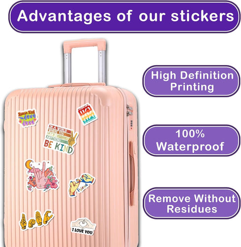 Pack 50 PCS ASL Stickers American Sign Language Vinyl Decals Waterproof Decorations Patches Laptop Bumper Water Bottles Computer Bicycle Luggage C...