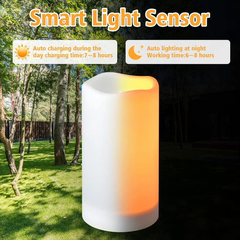 Solar flameless Candles Outdoor Waterproof,Dusk to Dawn Outdoor Lighting, Flickering fameless Reusable LED Light Candles for Lantern Garden Campin...