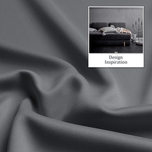 DUALIFE Solid Blackout Curtains for Bedroom 72 Inches Long Room Darkening Grey Grommet Curtain Draperies for Living Room Window Treatment Thermal ...