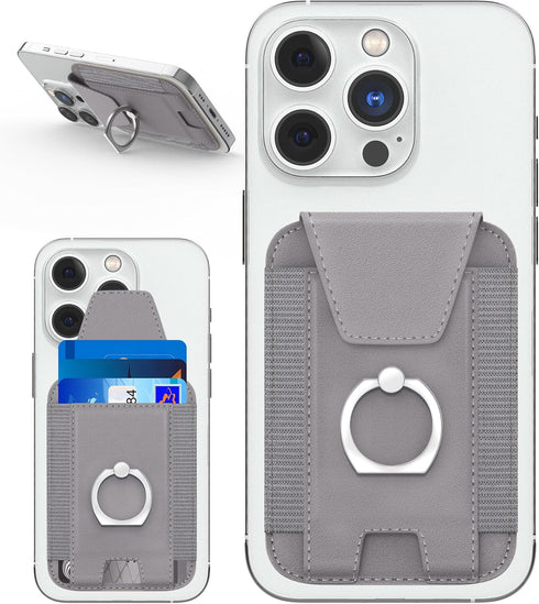 Magnetic Wallet with Card Holder, Compatible with Mag-Safe Wallet, Leather Card Holder, Wallet with Phone Ring for iPhone 15/14/13/12 Series, 7 Ca...